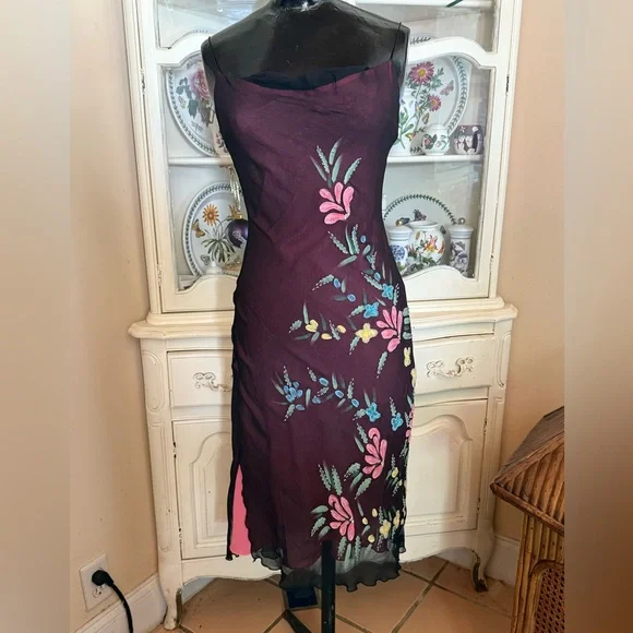 Betsey Johnson | Dresses | Vtg Betsey Johnson Silk Floral Beaded Dress Size  6 | Poshmark